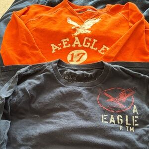 American Eagle Outfitters Orange and Black Graphic Long Sleeve Tees